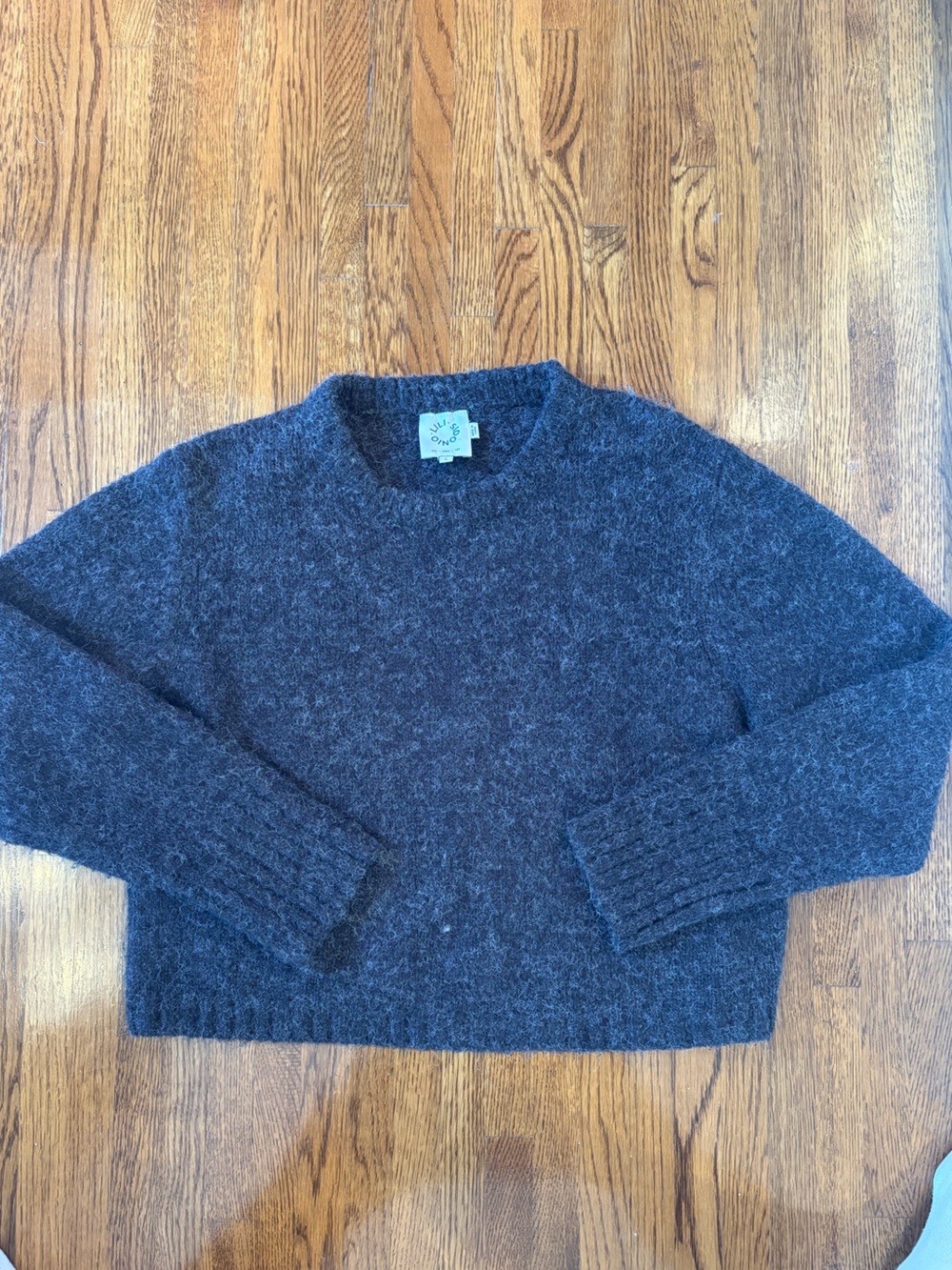 Women's Dark Gray Crewneck Wool Blend Sweater